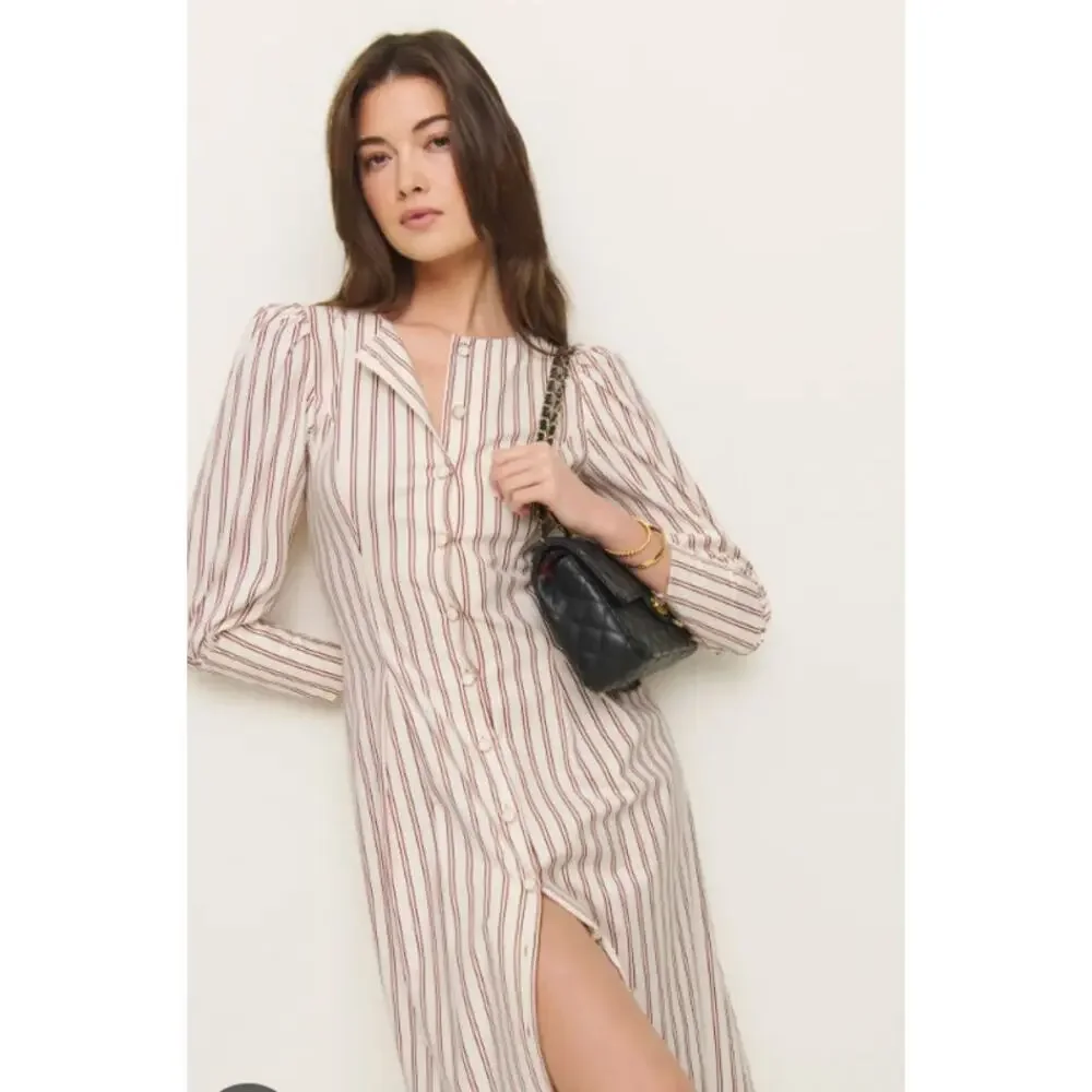 Reformation Halia Midi Dress in August Stripe size 4 - Picture 8 of 8